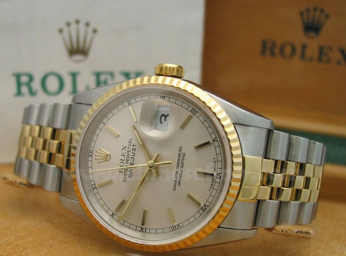 Two Tone Rolex Datejust Gold Face Mens Watch